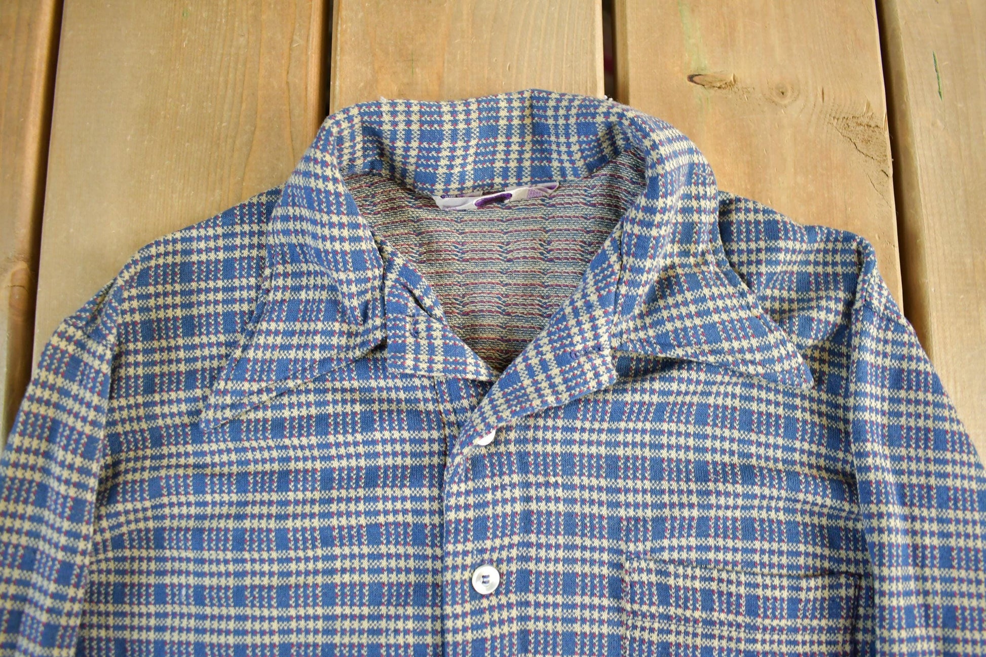 Vintage 1970s Levis Panatela Plaid Button Up Polo Shirt Men's Medium from propervintagecanada