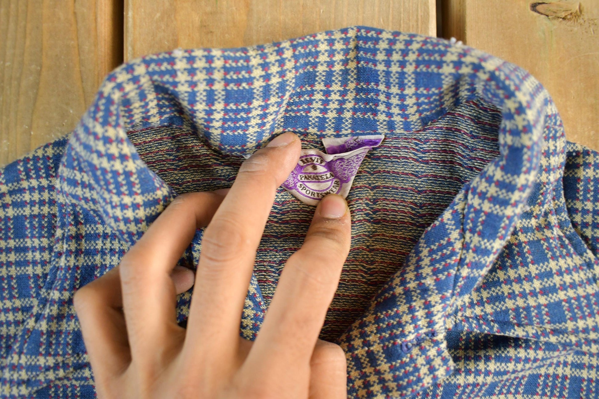 Vintage 1970s Levis Panatela Plaid Button Up Polo Shirt Men's Medium from propervintagecanada