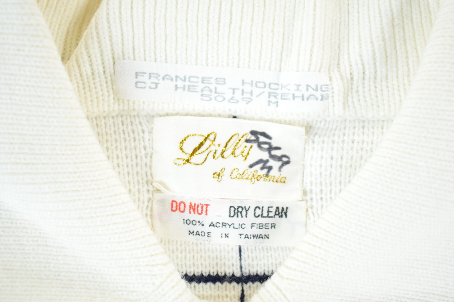 Vintage 1970s Lilly Of California Knit Abstract Pattern Sweater Womens S from propervintagecanada