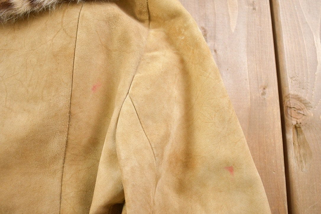 Vintage 1970s Lony G Fur Accent Suede Full Zip Jacket from propervintagecanada
