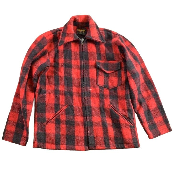 Vintage 1970s Lumber King Plaid Flannel Zip Up Jacket Men's Medium from propervintagecanada