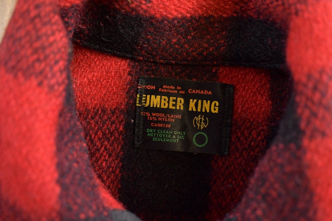 Vintage 1970s Lumber King Plaid Flannel Zip Up Jacket Men's Medium from propervintagecanada