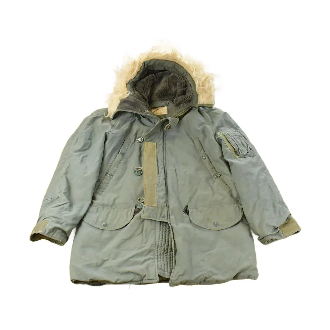 Vintage 1970s Military Cold Weather N-3B Military Fur Hood Parka Jacket Men's Small from propervintagecanada