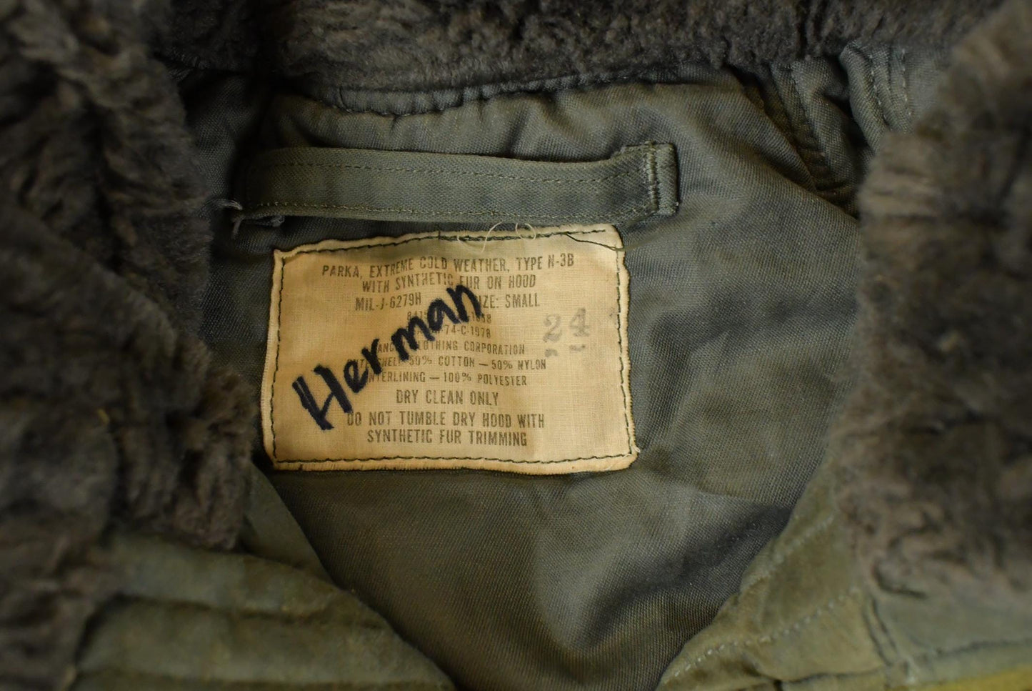 Vintage 1970s Military Cold Weather N-3B Military Fur Hood Parka Jacket Men's Small from propervintagecanada