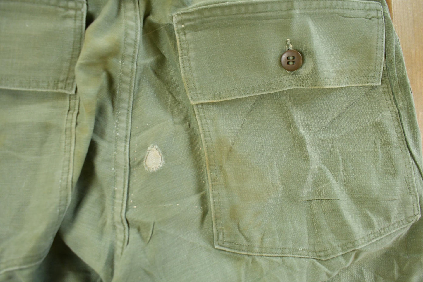 Vintage 1970s Military OG-107 Starched Sateen Fatigue Pants Men's 30 x 32 from propervintagecanada