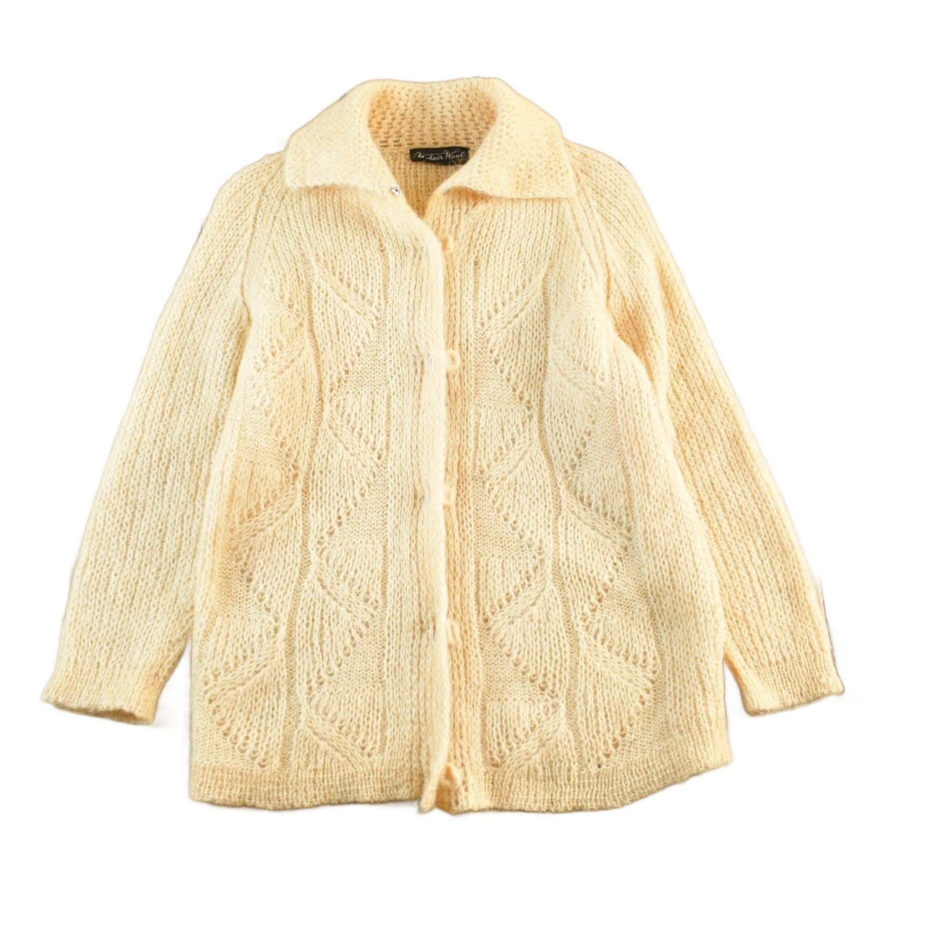 Vintage 1970s Mohair Wool Knit Cardigan Sweater Women's Small from propervintagecanada
