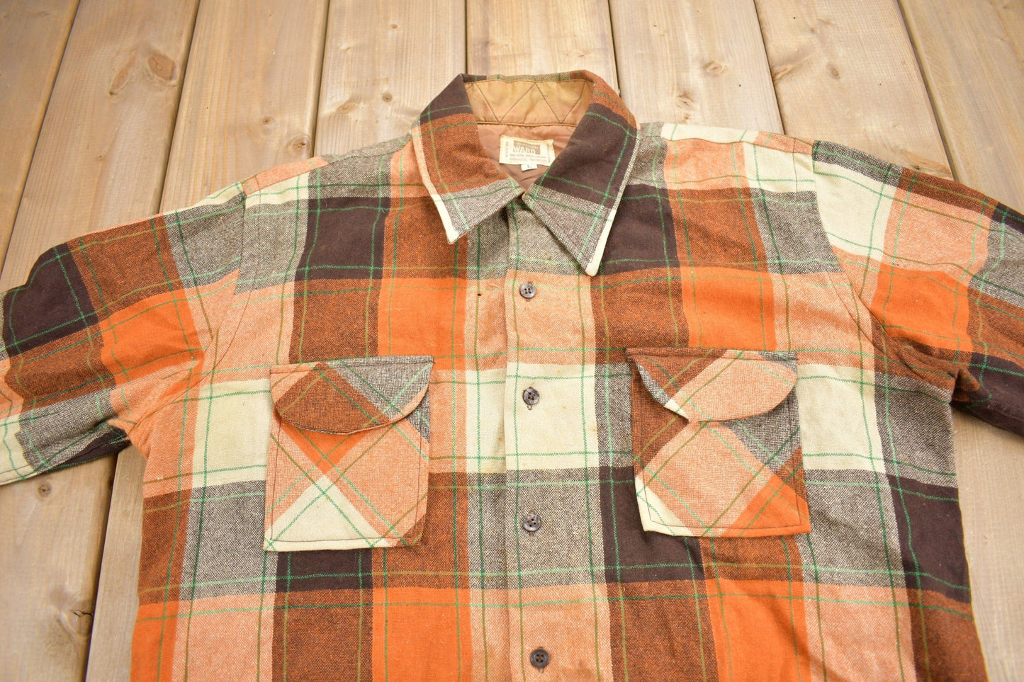 Vintage 1970s Montgomery Ward Button Up Flannel Sweater Men's Large from propervintagecanada