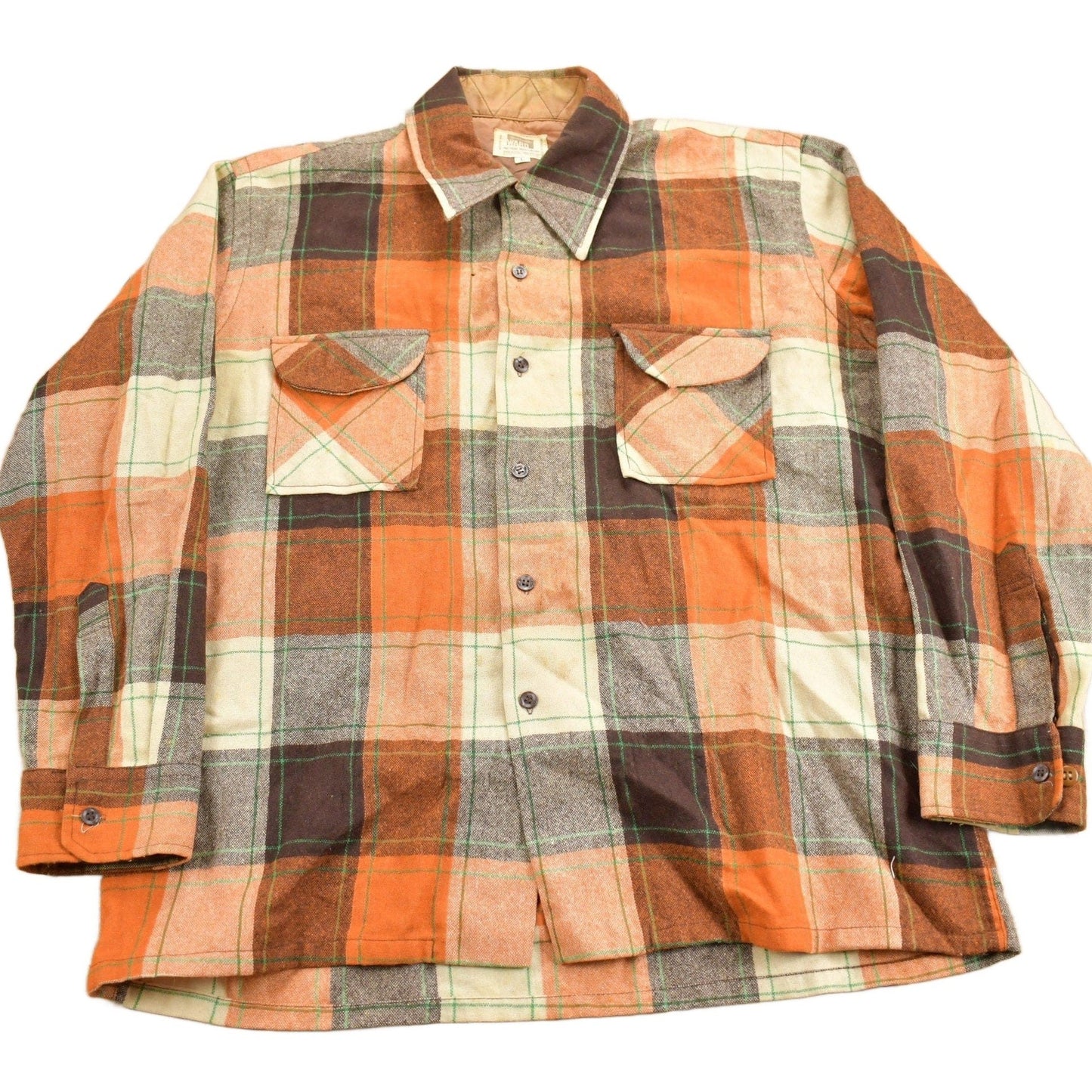 Vintage 1970s Montgomery Ward Button Up Flannel Sweater Men's Large from propervintagecanada