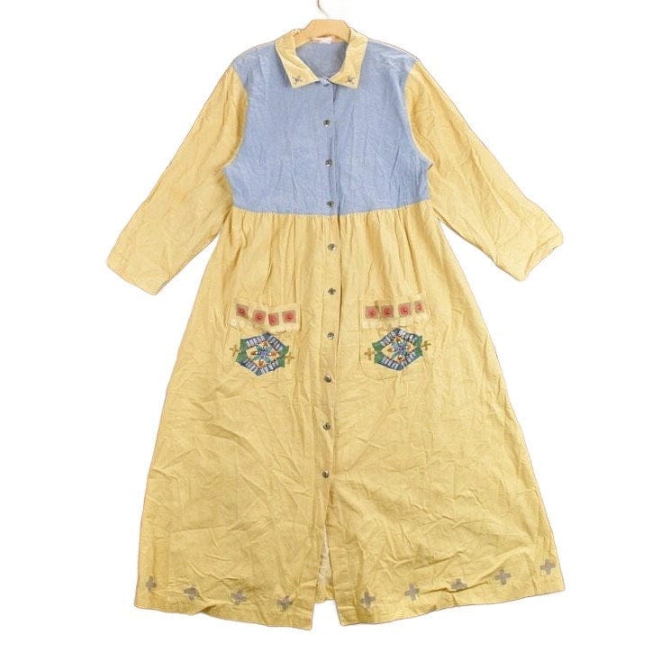 Vintage 1970s Myo Pinon Painted Shirt Dress Women's M from propervintagecanada