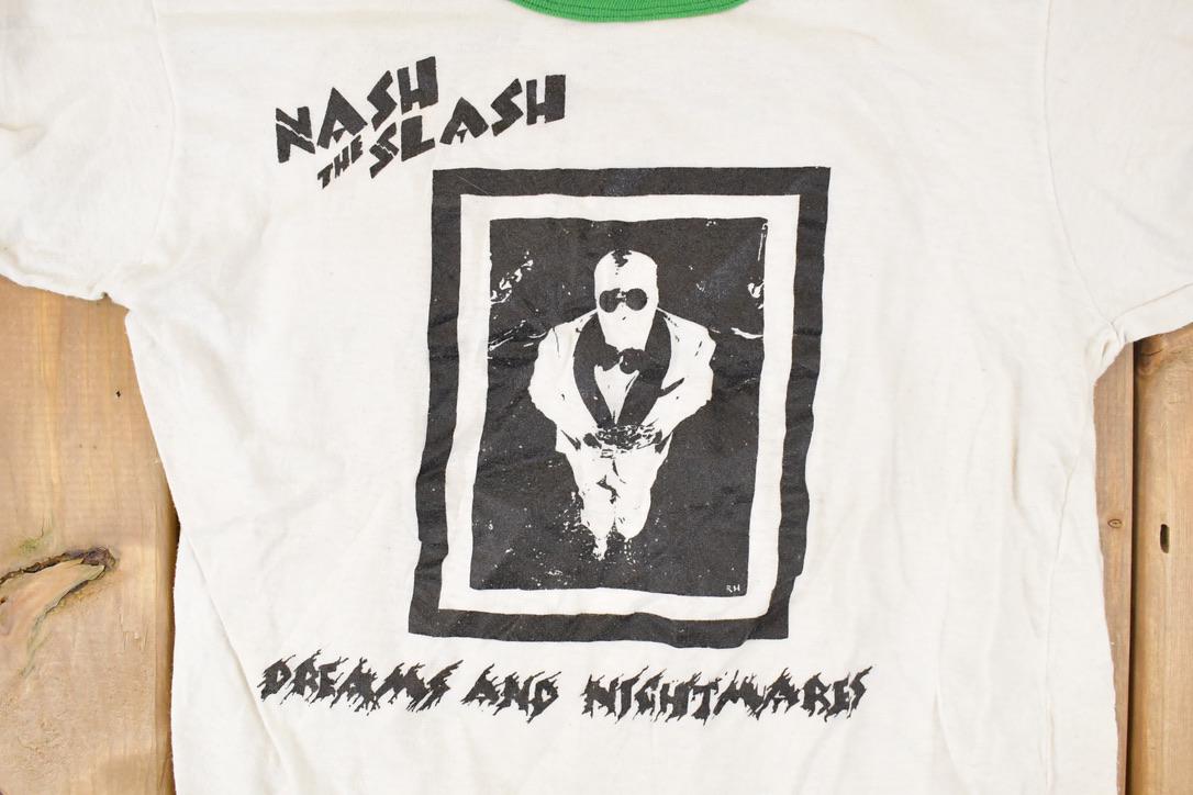 Vintage 1970s Nash the Slash Dreams and Nightmares Album Cover Art Ringer T-Shirt Men's S from propervintagecanada