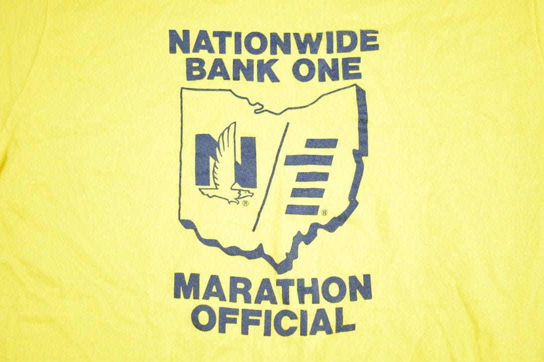 Vintage 1970s Nationwide Bank One Marathon Graphic T-Shirt Men's XS from propervintagecanada