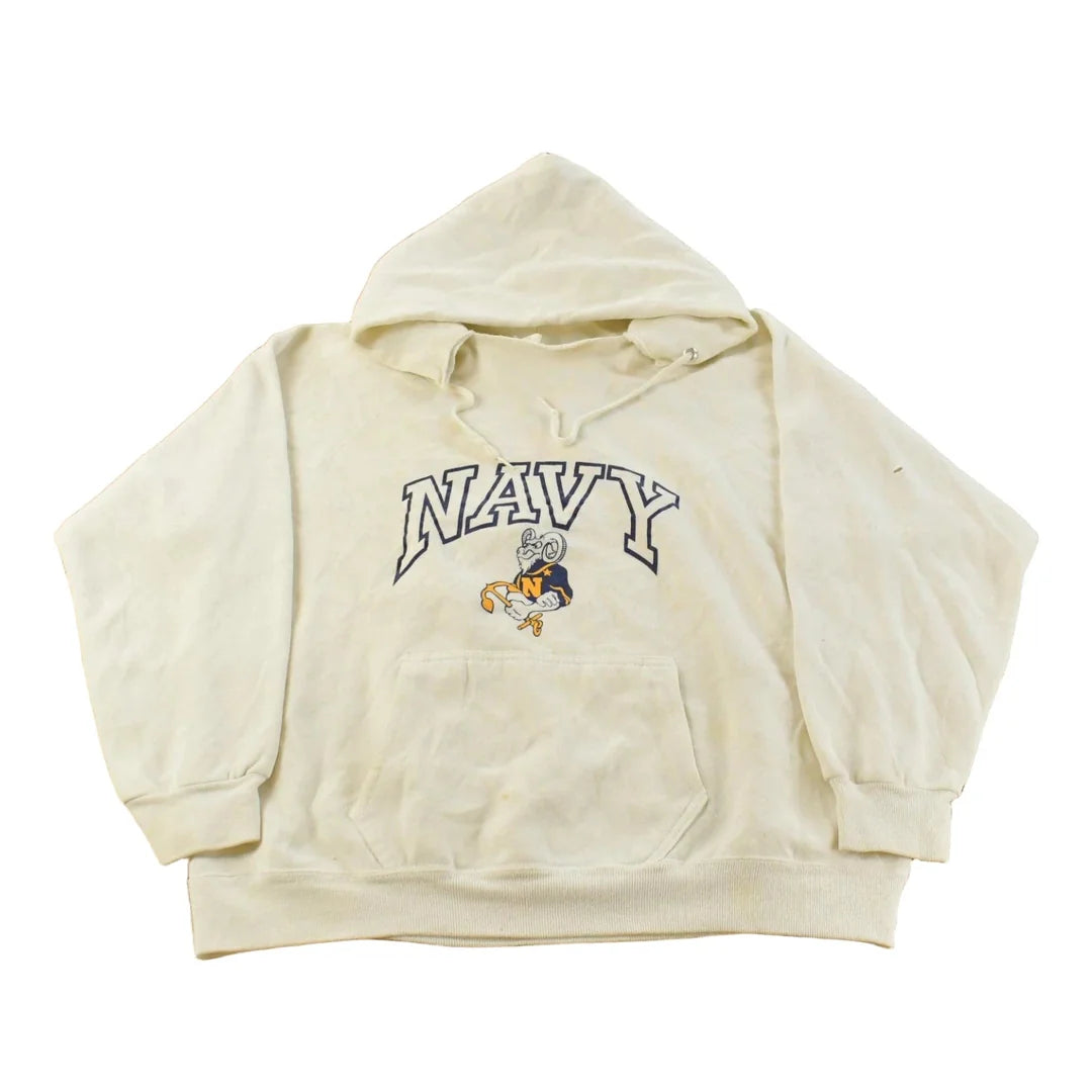 Vintage 1970s Navy Bill The Goat Mascot Graphic Artex Hoodie Men's L from propervintagecanada