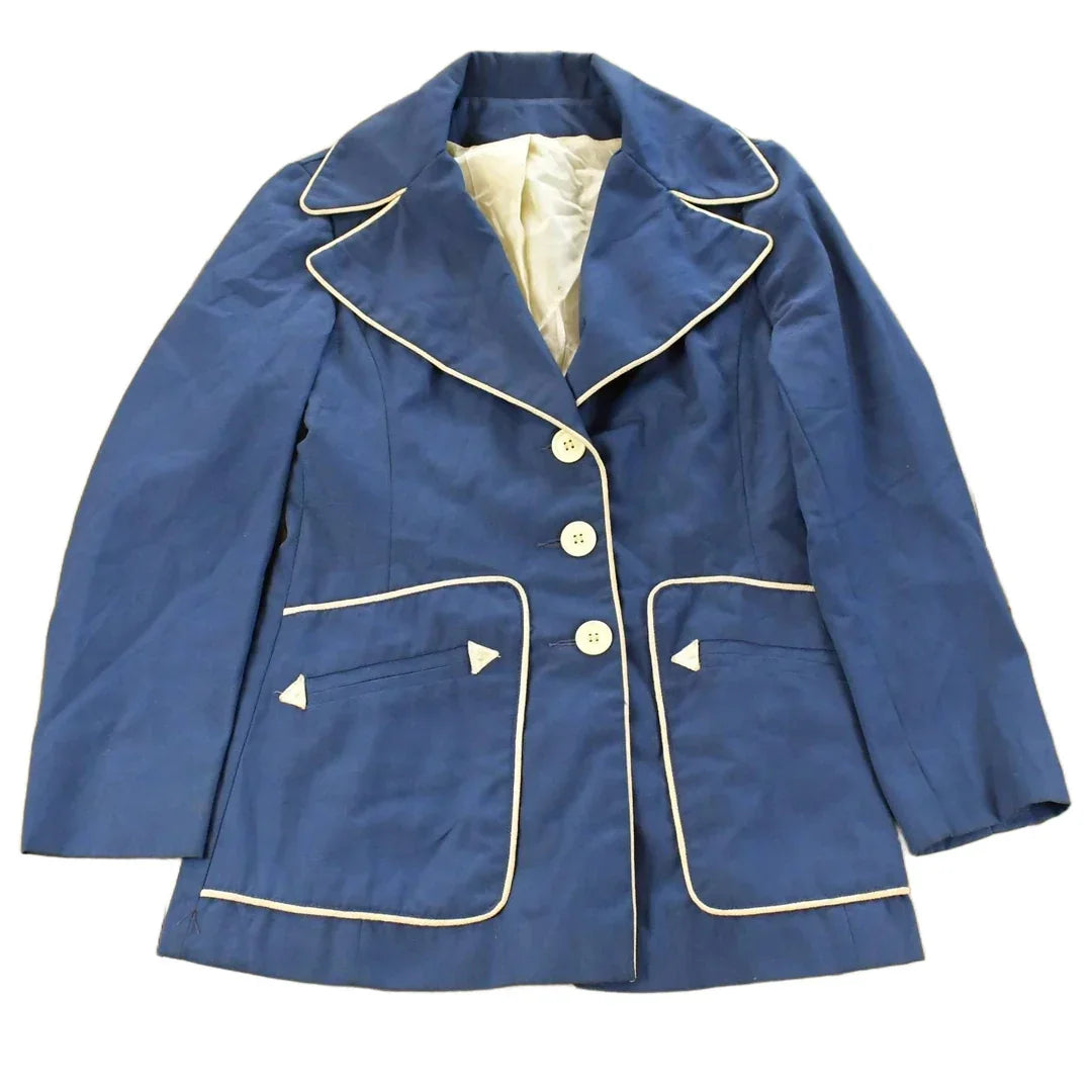 Vintage 1970s Navy Blue Blazer Jacket Women's Small from propervintagecanada