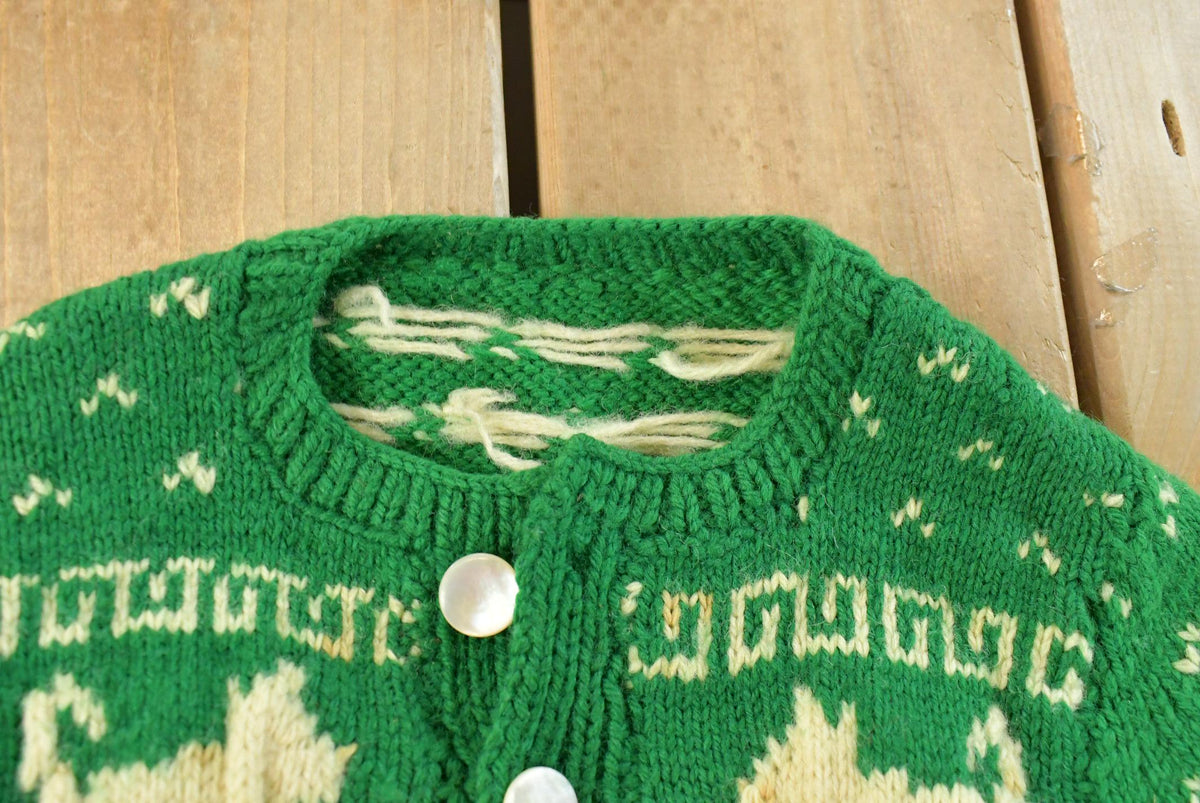 Vintage 1970s Nordic Knit Cardigan Sweater Youth S-M from propervintagecanada