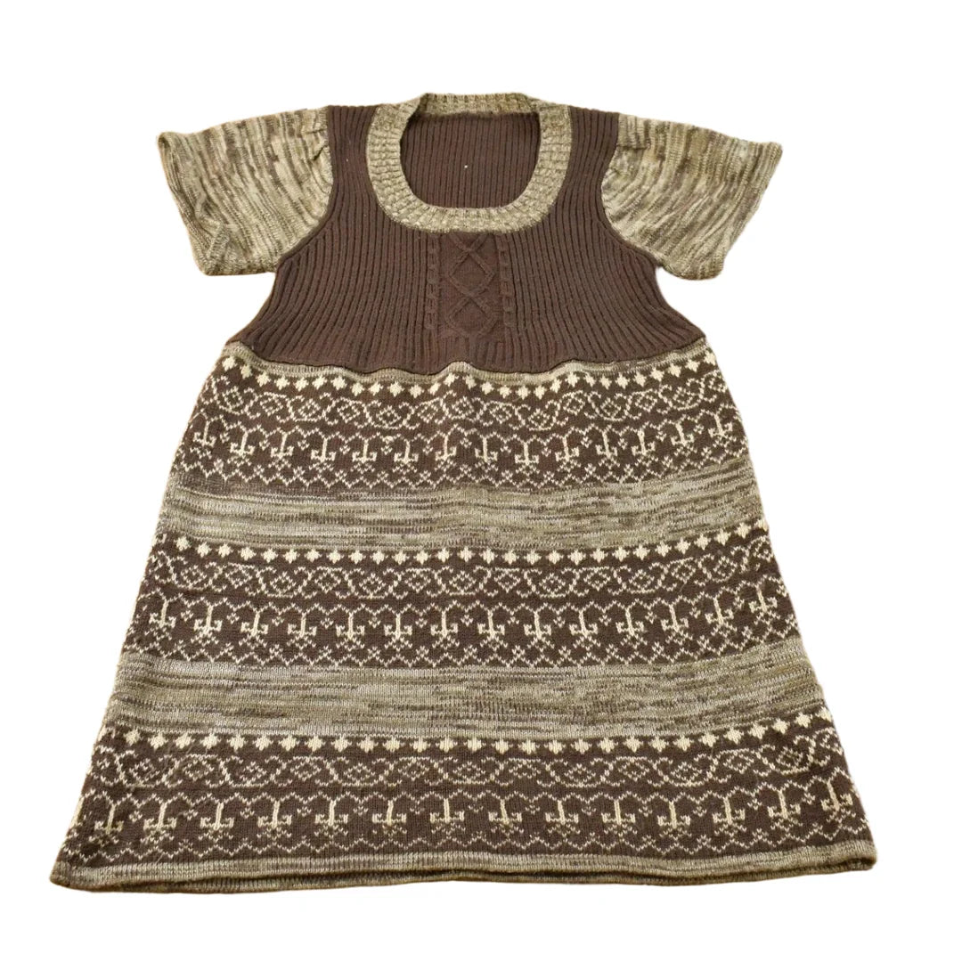 Vintage 1970s Nordic Pattern Knit Dress Women's S from propervintagecanada