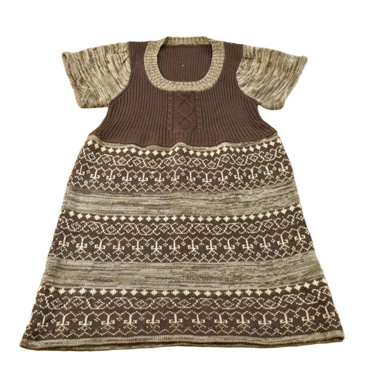 Vintage 1970s Nordic Pattern Knit Dress Women's S from propervintagecanada