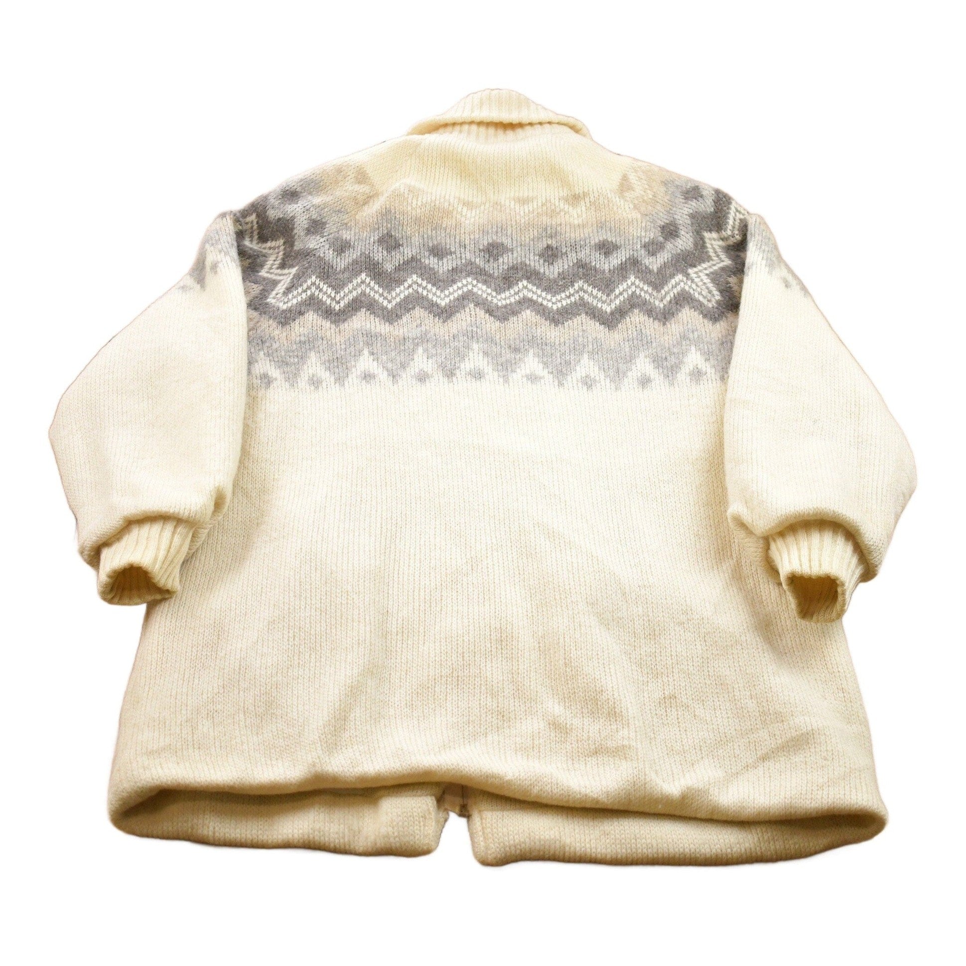 Vintage 1970s Nordic Wool Full Zip Knit Sweater Women's L from propervintagecanada