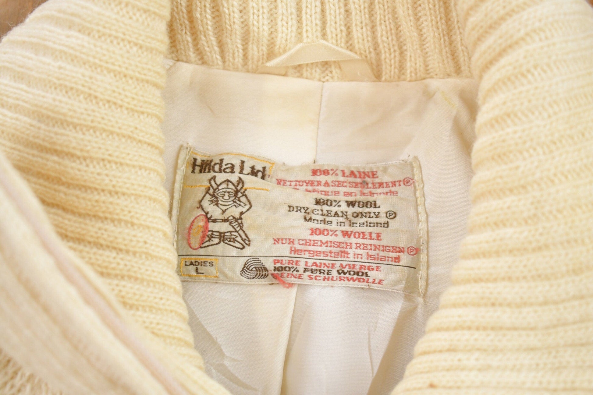 Vintage 1970s Nordic Wool Full Zip Knit Sweater Women's L from propervintagecanada