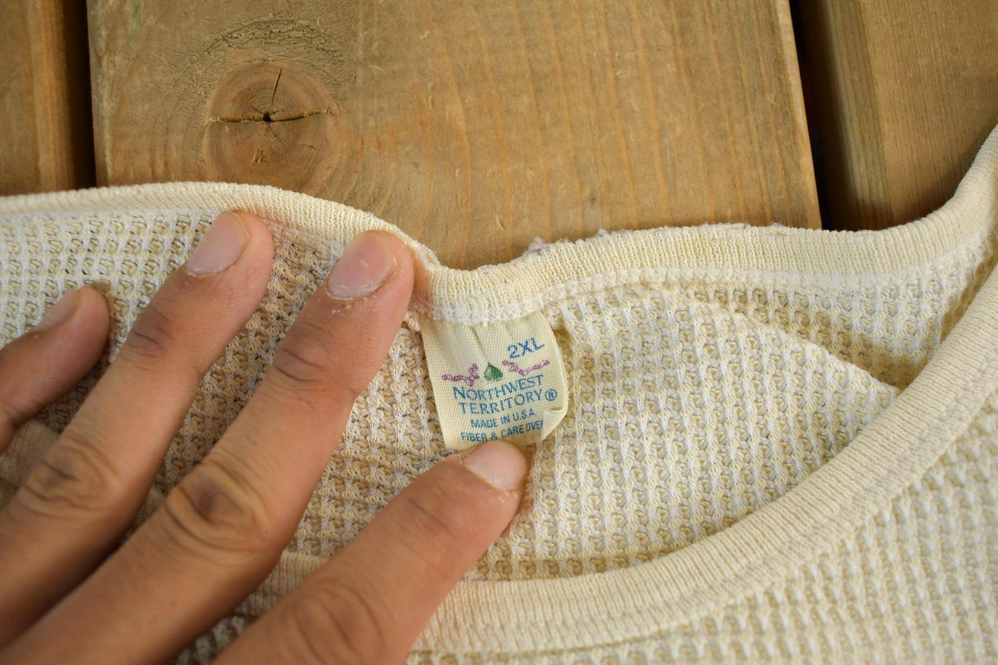 Vintage 1970s Northwest Territory Waffle Knit Long Sleeve Men's Medium from propervintagecanada