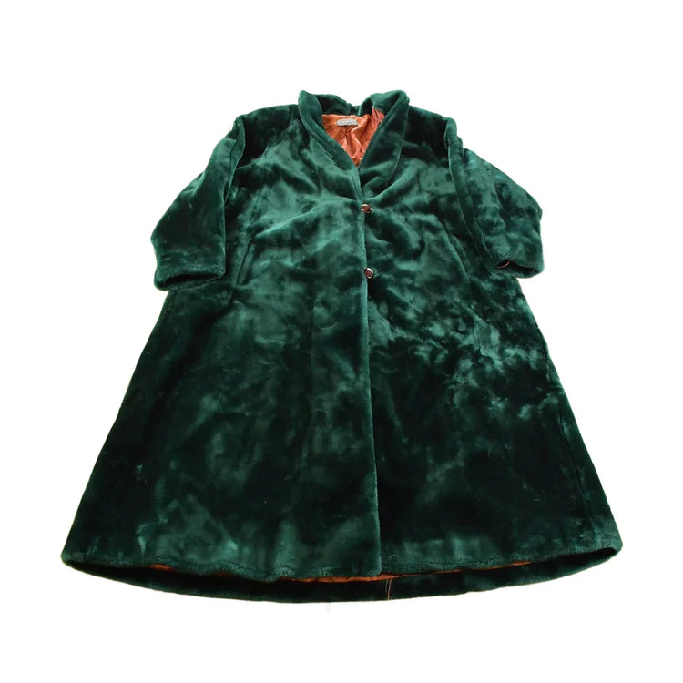 Vintage 1970s Novelti Green Acrylic Faux Fur Coat Women's XL from propervintagecanada