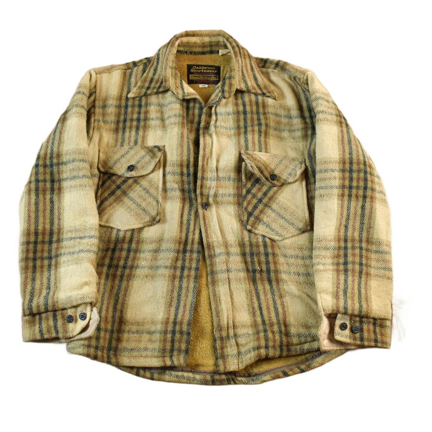Vintage 1970s Oakbrook Sears Roebuck Wool Flannel Button Up Shirt Jacket Men's Small from propervintagecanada