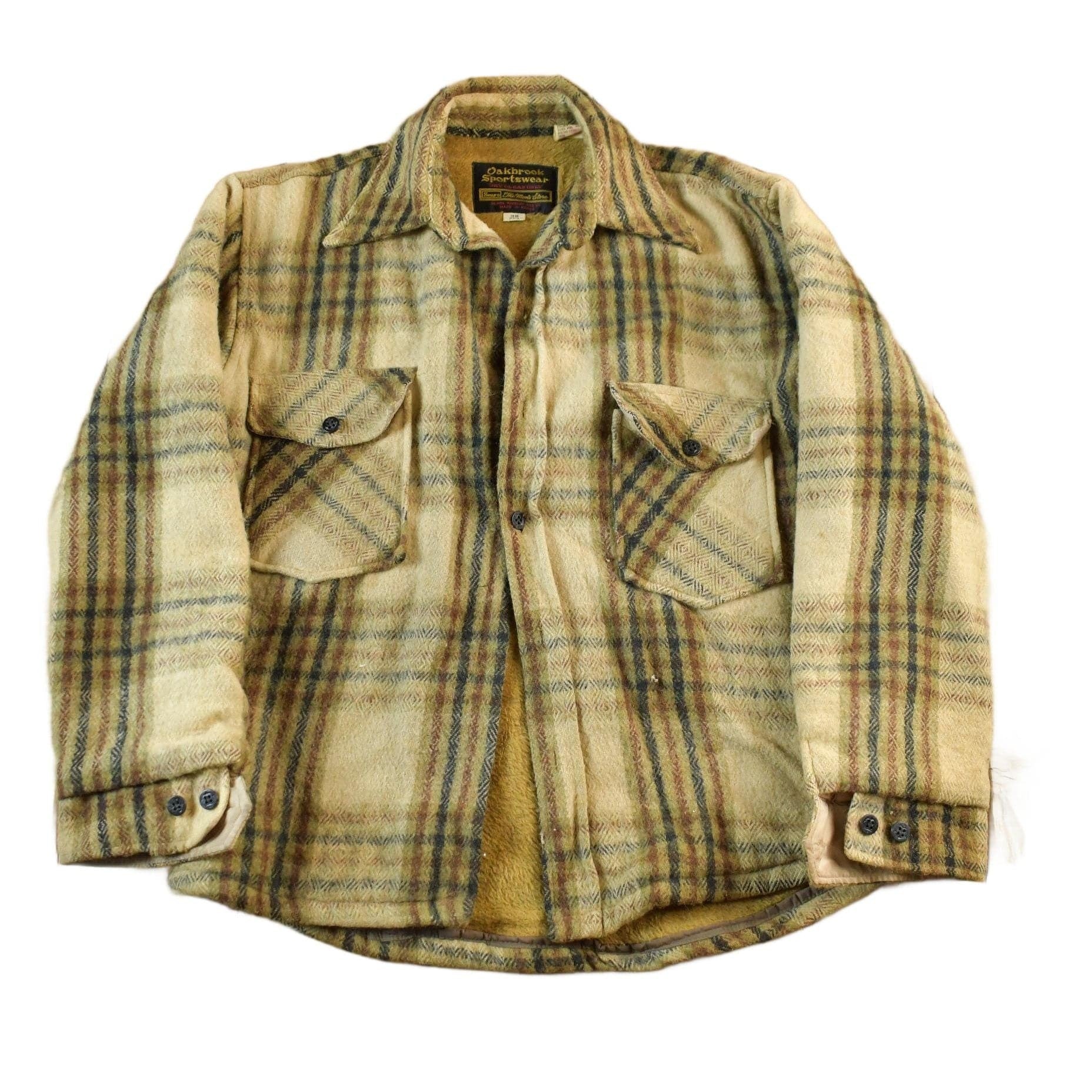 Vintage 1970s Oakbrook Sears Roebuck Wool Flannel Button Up Shirt Jacket Men's Small from propervintagecanada