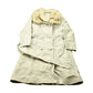 Vintage 1970s Off White Leather With Grey Fox Trim Penny Lane Trench Coat from propervintagecanada