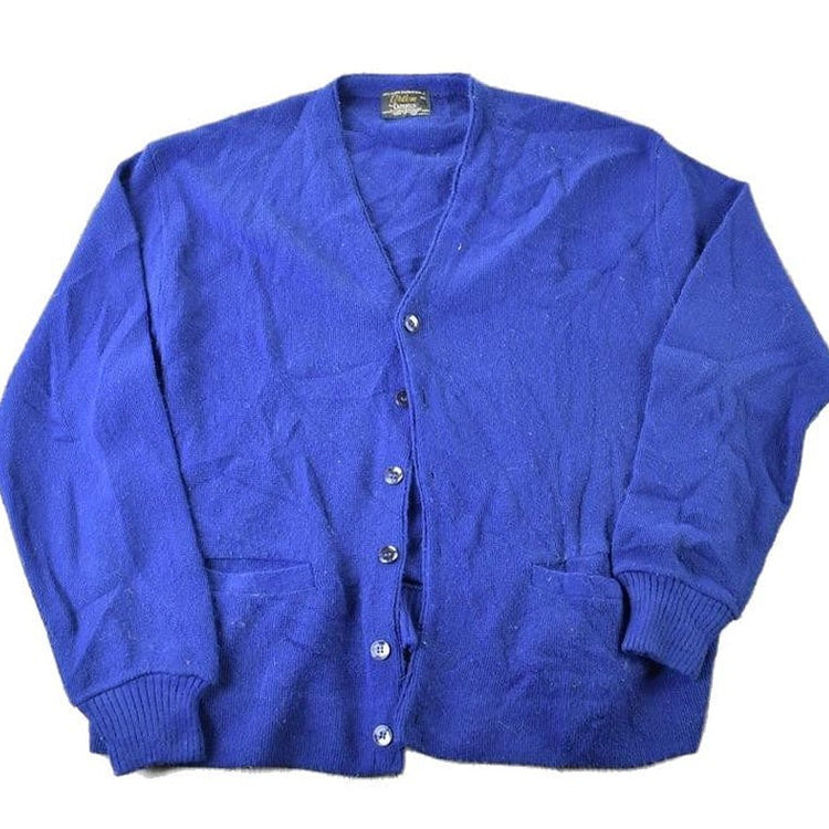Vintage 1970s Orlon Camous Knit Perfect Mild Distress Cardigan Sweater Men's 2XL from propervintagecanada