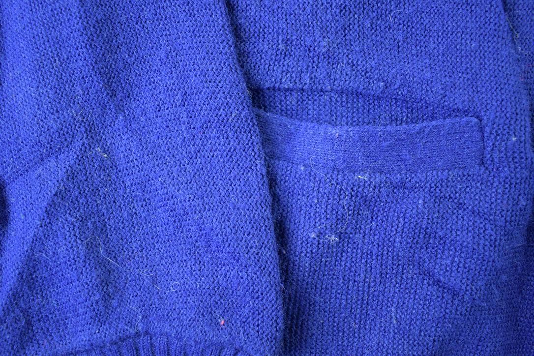 Vintage 1970s Orlon Camous Knit Perfect Mild Distress Cardigan Sweater Men's 2XL from propervintagecanada