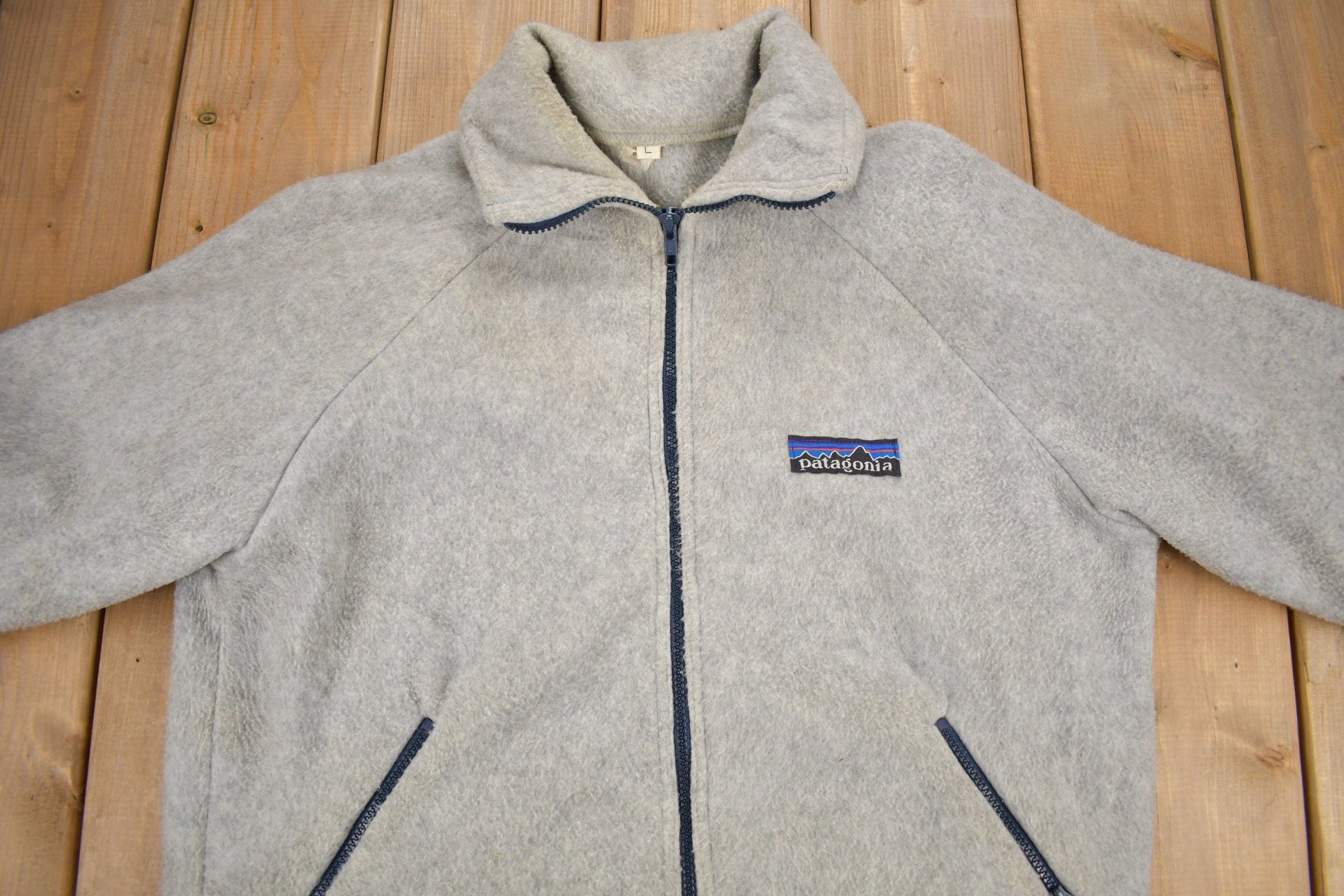 Vintage 1970s Patagonia Raglan Sleeve Full Zip Fleece Sweater Men's Medium from propervintagecanada
