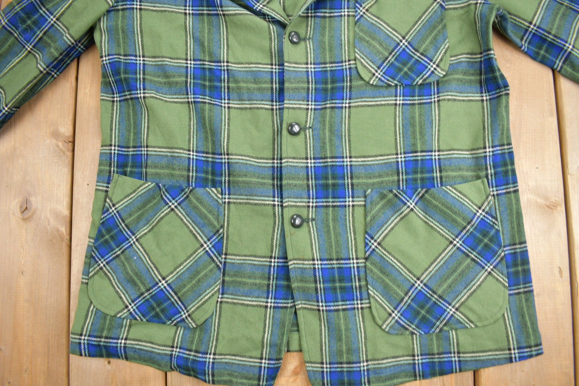 Vintage 1970s Pendleton Plaid Button Up Blazer Jacket Men's Large from propervintagecanada