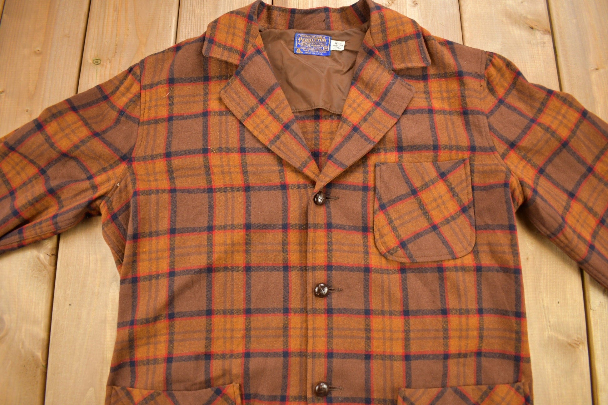 Vintage 1970s Pendleton Plaid Button Up Blazer Jacket Size M from propervintagecanada
