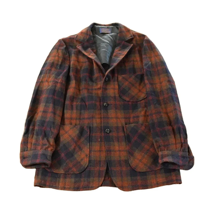 Vintage 1970s Pendleton Plaid Button Up Blazer Shirt Men's Medium / 100% Virgin Wool / Outdoorsman / True Vintage / Made In USA / Flannel from propervintagecanada