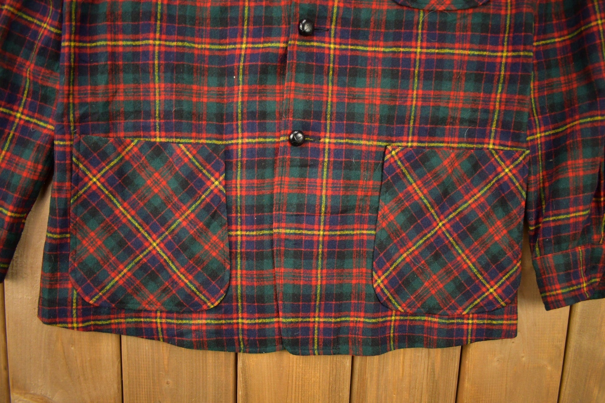 Vintage 1970s Pendleton Plaid Button Up Blazer Shirt Men's Medium from propervintagecanada
