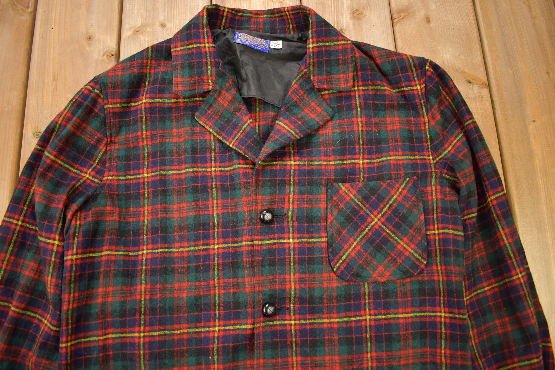 Vintage 1970s Pendleton Plaid Button Up Blazer Shirt Men's Medium from propervintagecanada