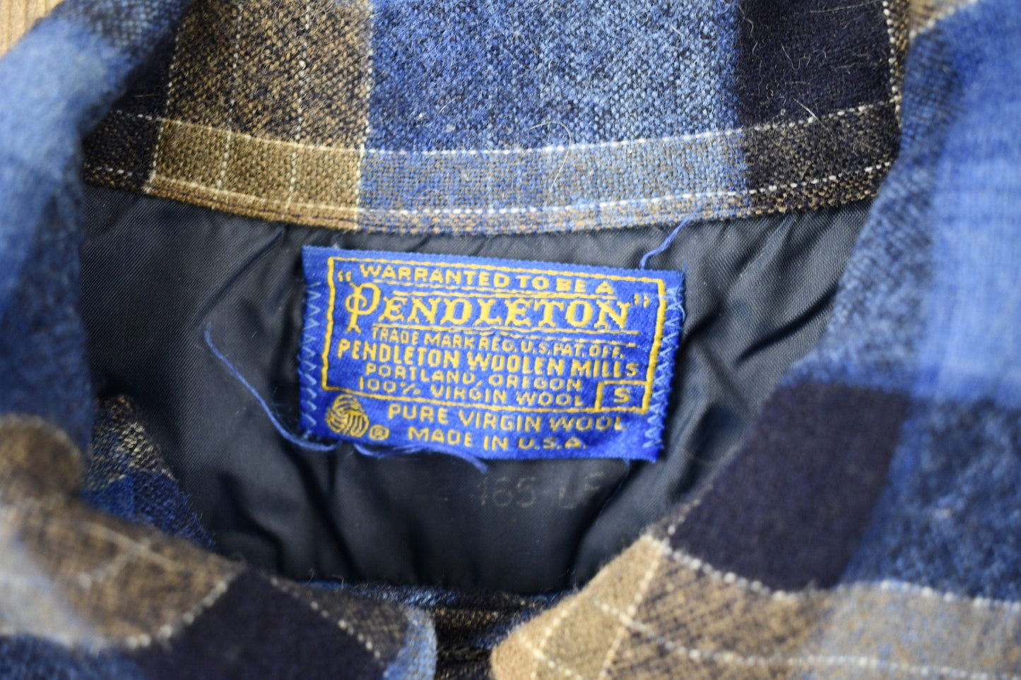Vintage 1970s Pendleton Plaid Button Up Board Shirt / 100% Virgin Wool / Loop Button / Outdoor / True Vintage / Made In USA / Blue Flannel from propervintagecanada