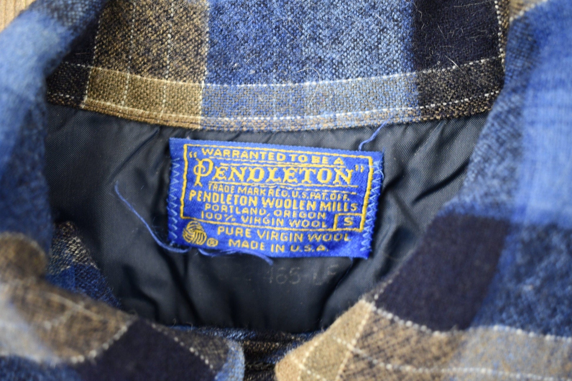 Vintage 1970s Pendleton Plaid Button Up Board Shirt / 100% Virgin Wool / Loop Button / Outdoor / True Vintage / Made In USA / Blue Flannel from propervintagecanada