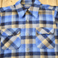 Vintage 1970s Pendleton Plaid Button Up Board Shirt / 100% Virgin Wool / Loop Button / Outdoor / True Vintage / Made In USA / Blue Flannel from propervintagecanada