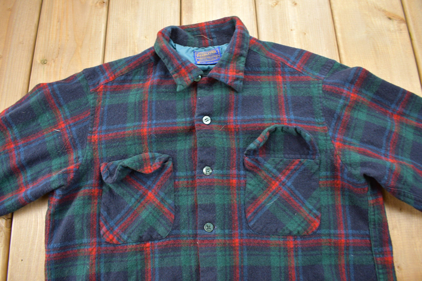 Vintage 1970s Pendleton Plaid Button Up Board Shirt Men's Medium from propervintagecanada