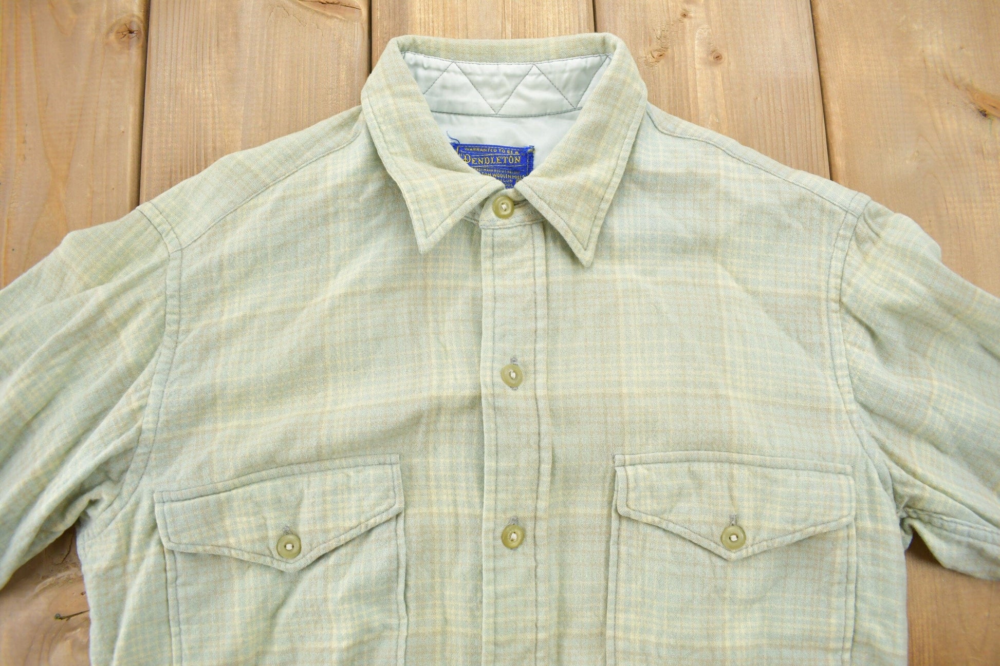 Vintage 1970s Pendleton Plaid Button Up Board Shirt Men's Small from propervintagecanada