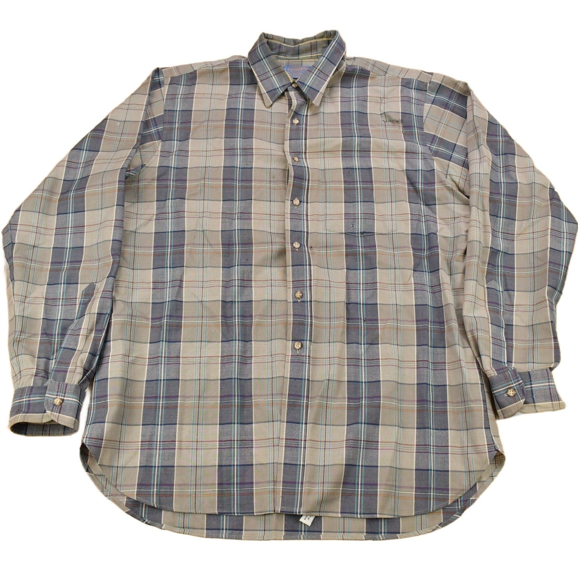 Vintage 1970s Pendleton Plaid Button Up Shirt Men's 2XL from propervintagecanada