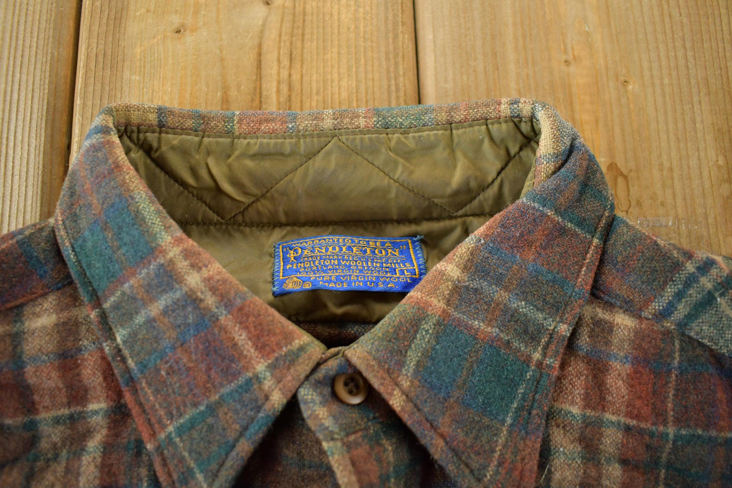 Vintage 1970s Pendleton Plaid Button Up Shirt Vintage Flannel Men's Large from propervintagecanada