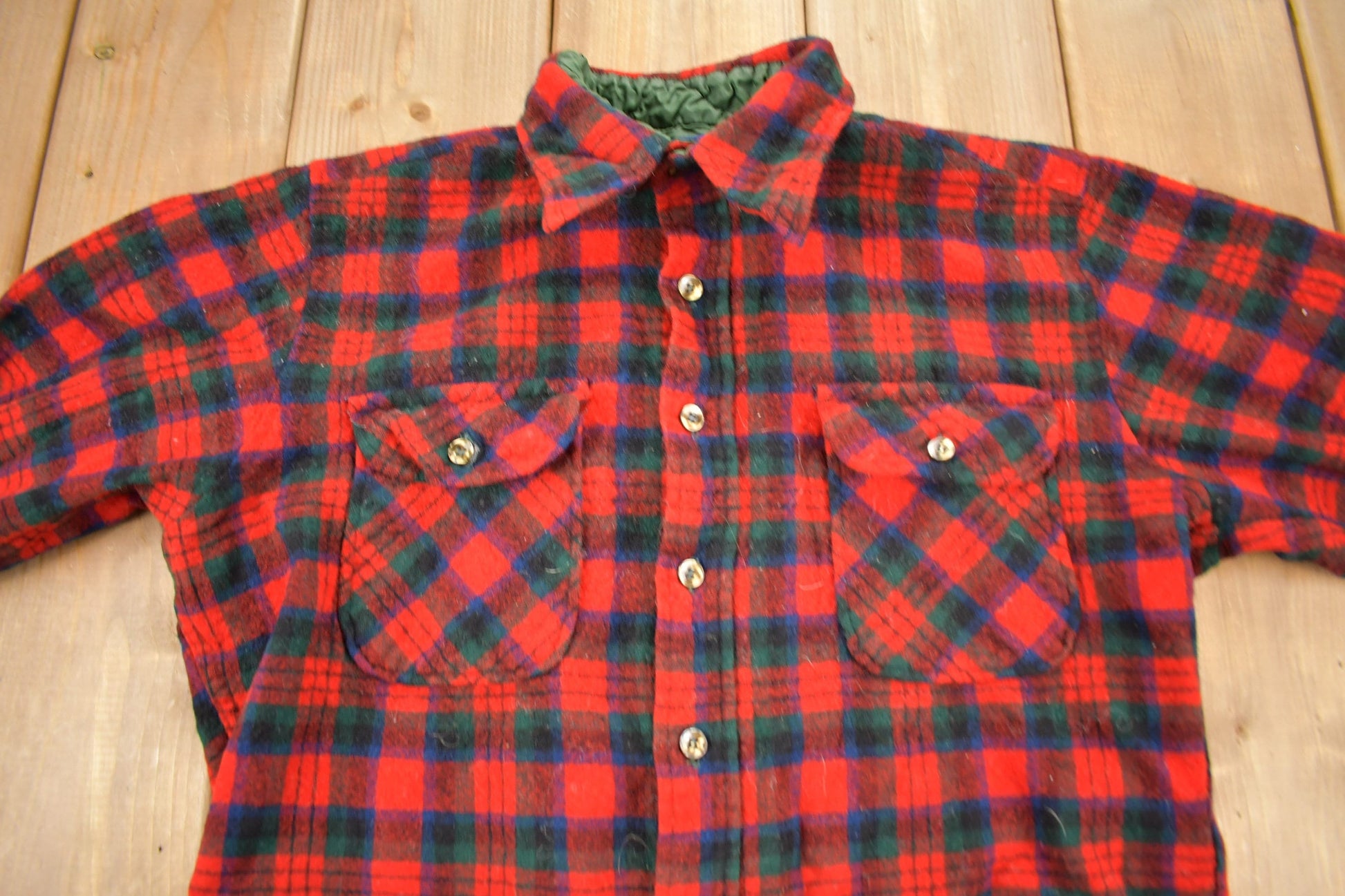 Vintage 1970s Pendleton Plaid Flannel Button Up Board Shirt Men's Medium from propervintagecanada