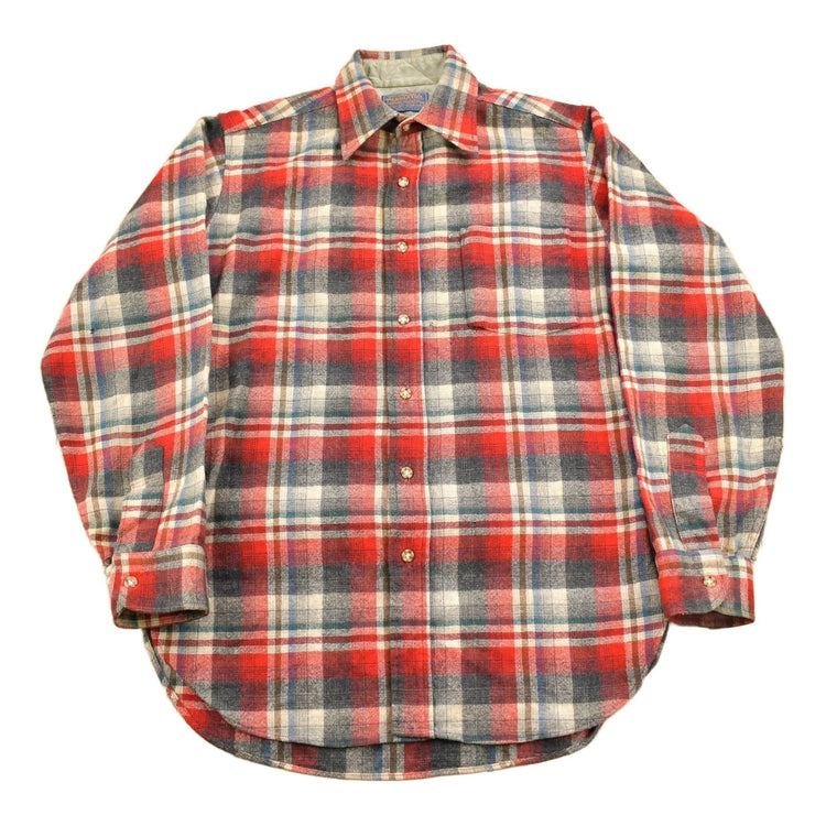 Vintage 1970s Pendleton Shadow Plaid Button Up Board Shirt Men's Small from propervintagecanada