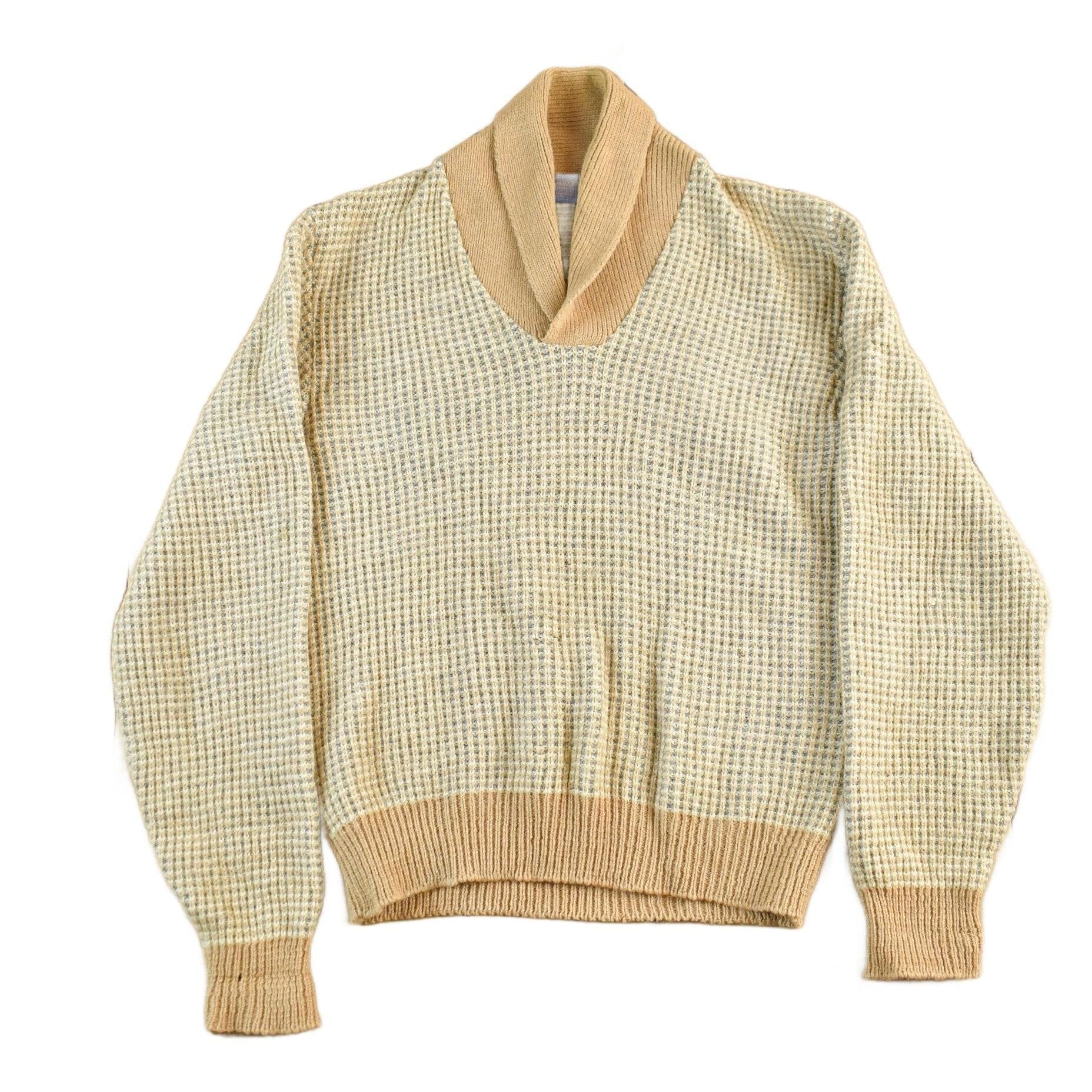 Vintage 1970s Pendleton Shawl Collar Wool Knit Sweater Men's Medium from propervintagecanada