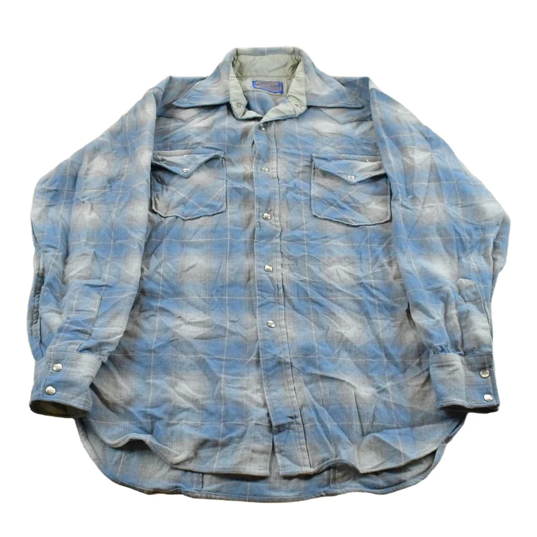 Vintage 1970s Pendleton Wool Western Flannel Snap Button Up Shirt Men's M from propervintagecanada
