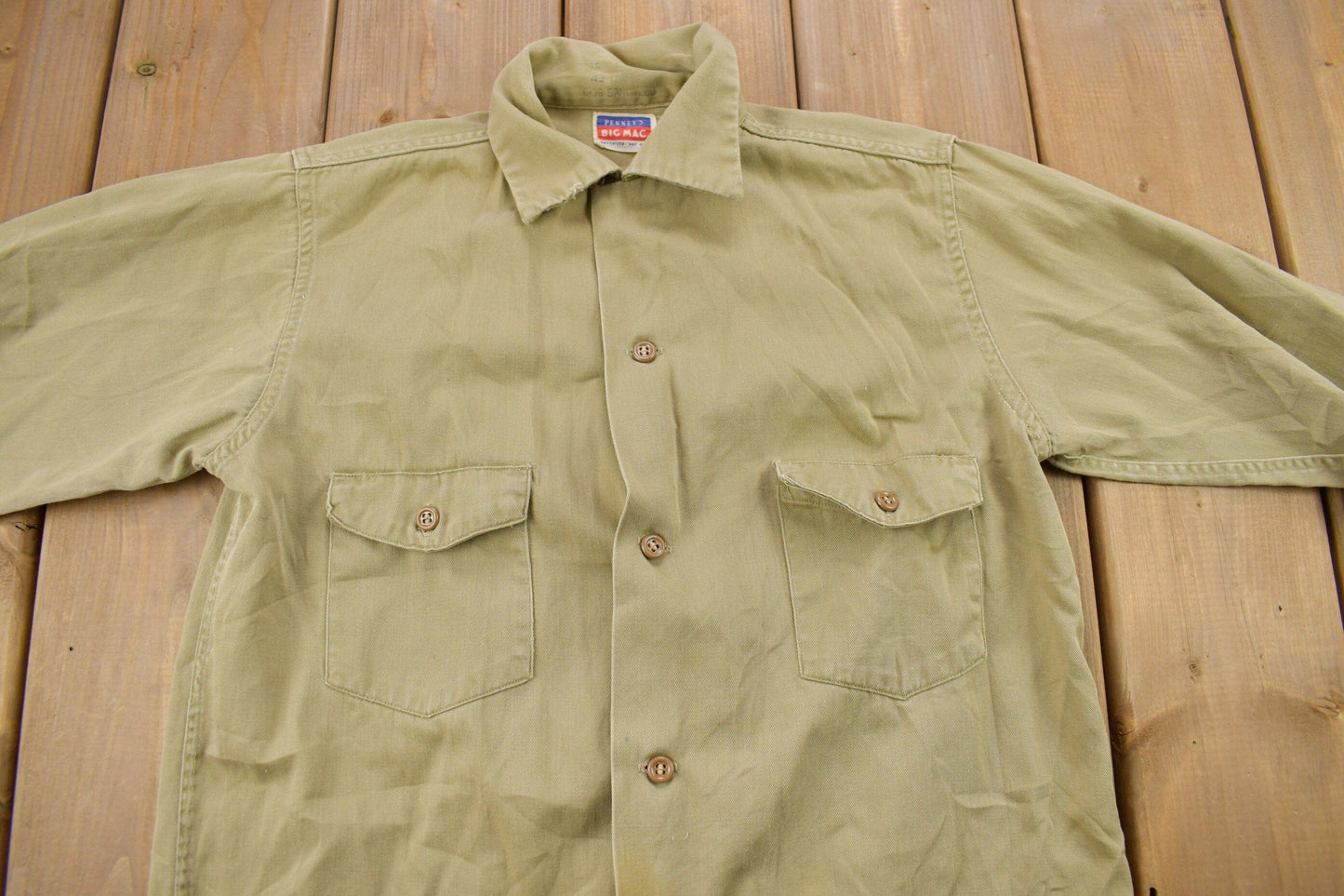 Vintage 1970s Penney's Big Mac Blank Button Up Shirt Men's S from propervintagecanada