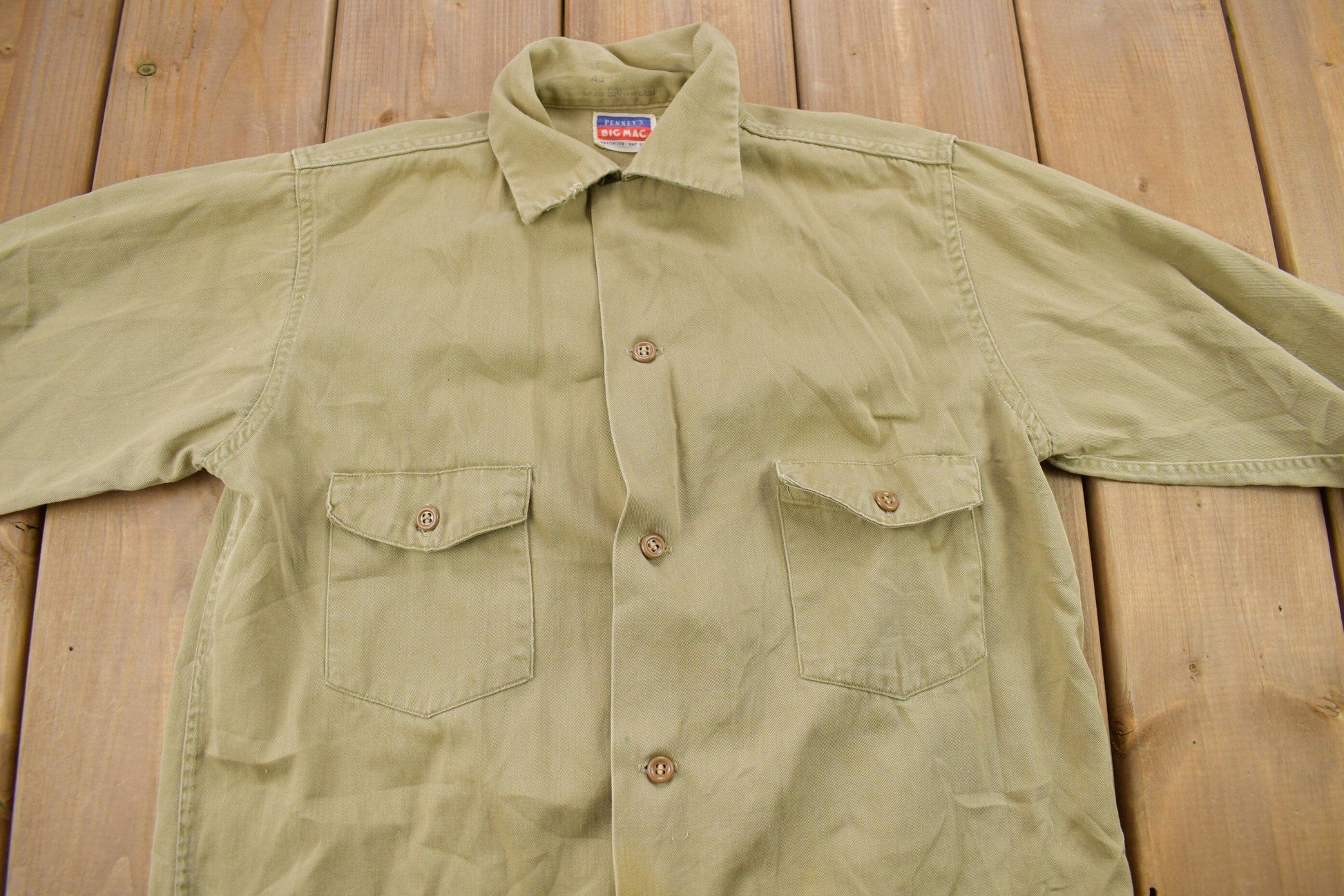 Vintage 1970s Penney's Big Mac Blank Button Up Shirt Men's S from propervintagecanada