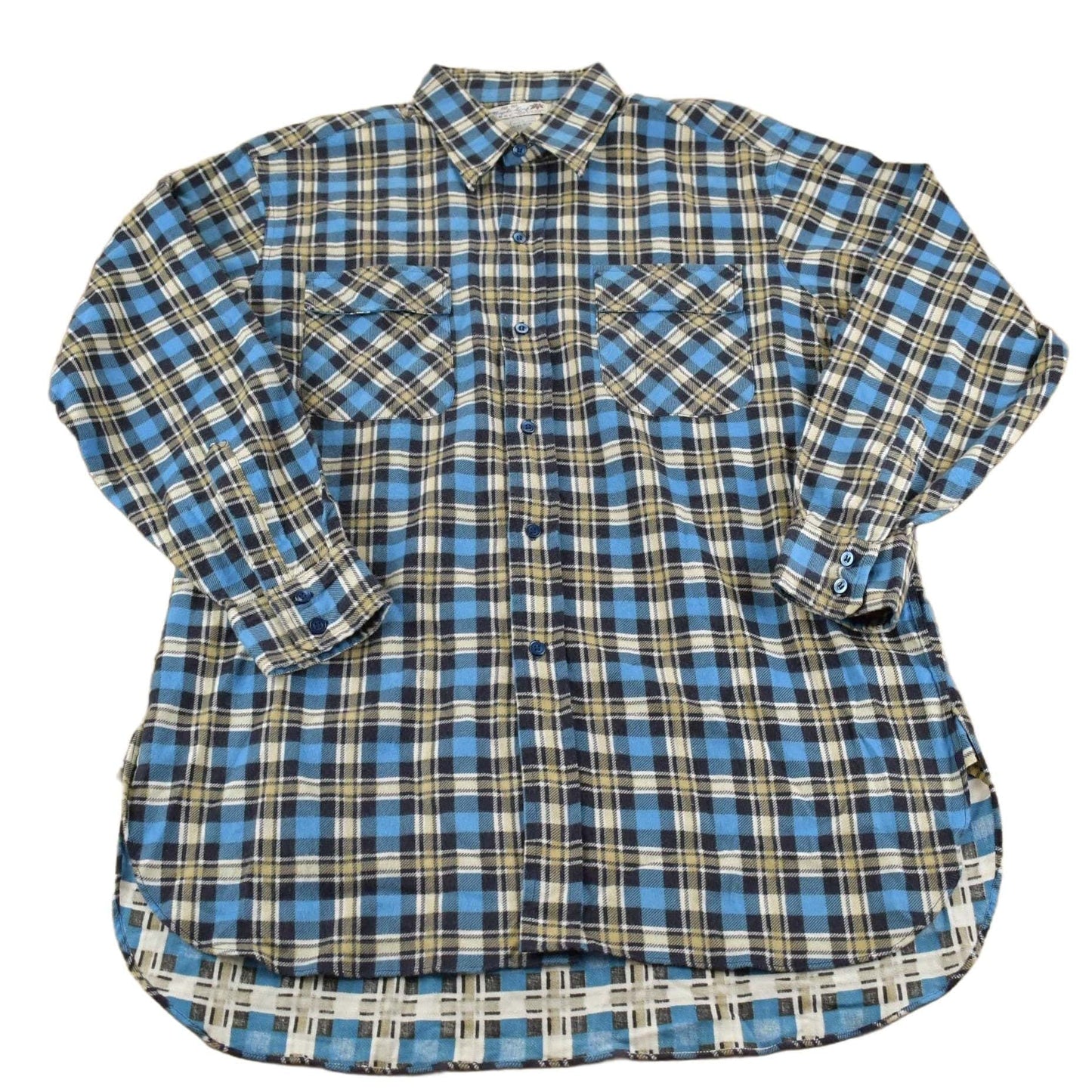 Vintage 1970s Plaid Button Up Flannel Shirt Men's L from propervintagecanada