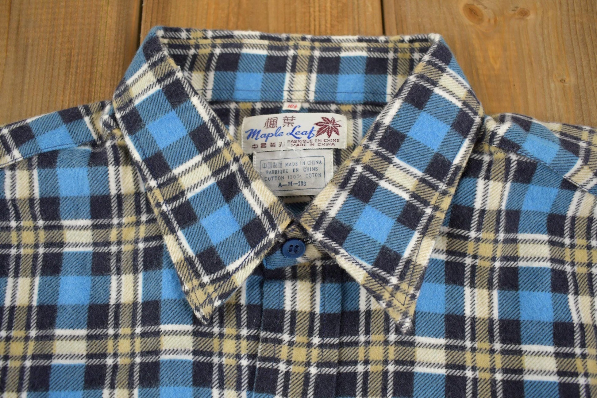 Vintage 1970s Plaid Button Up Flannel Shirt Men's L from propervintagecanada